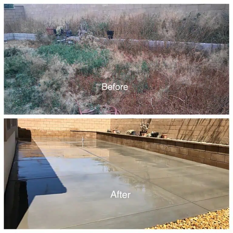 A before and after picture of the water in the pond.