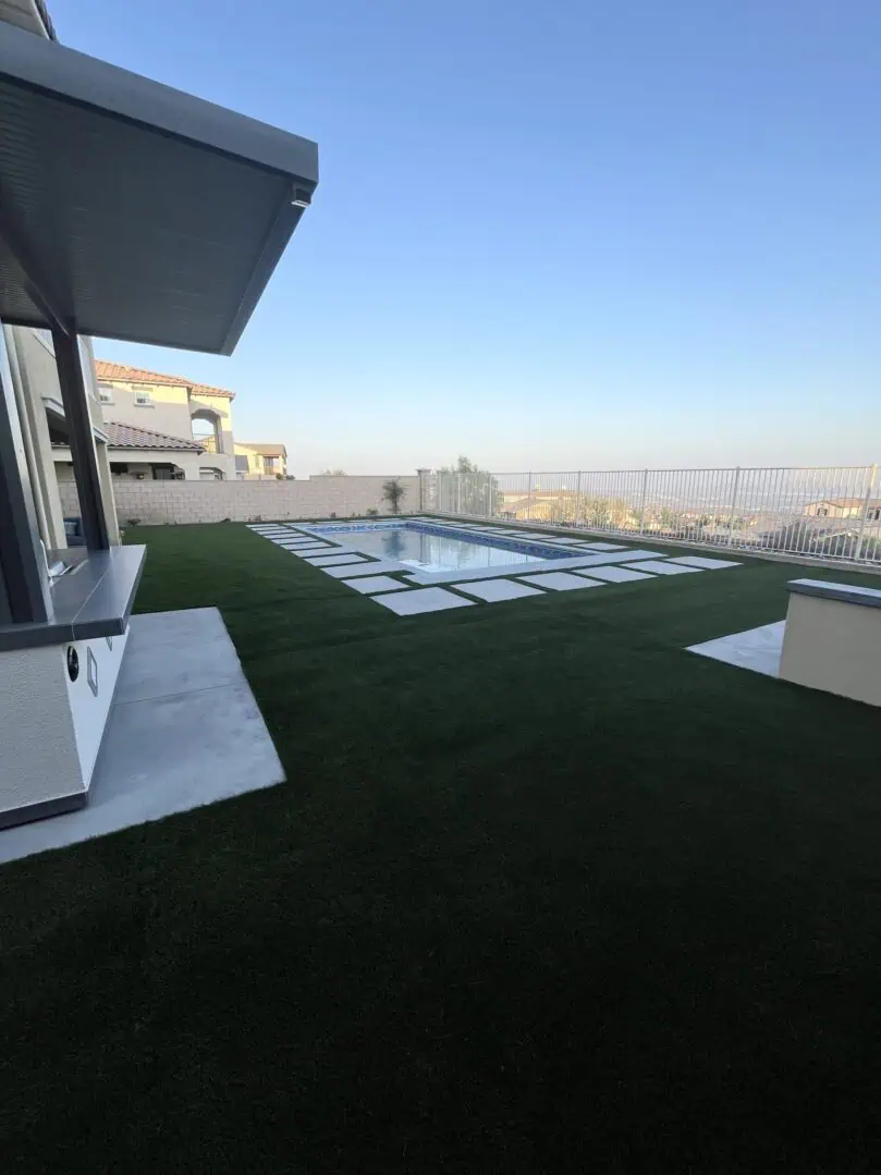 A view of the pool from the roof deck.