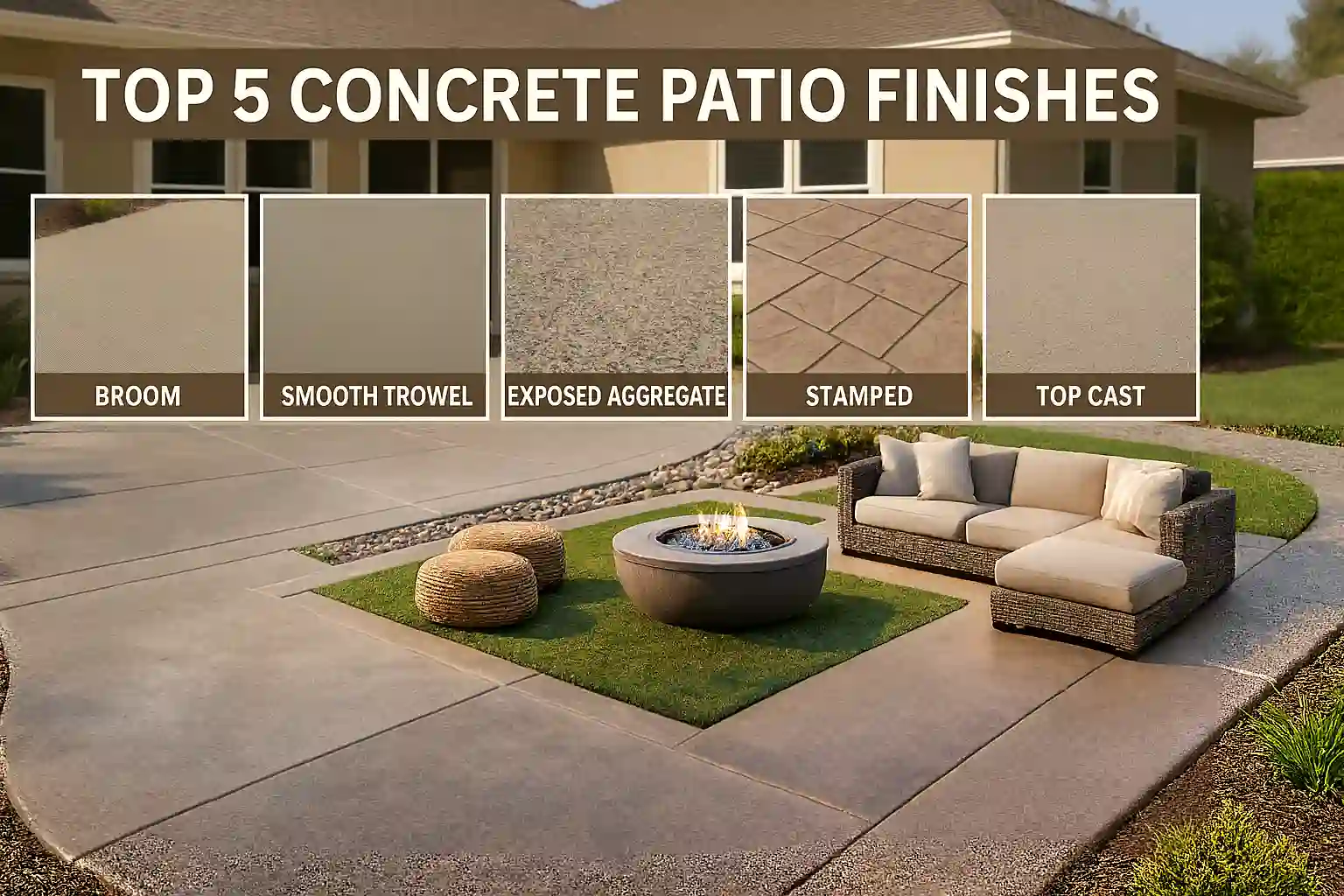 Top 5 Concrete Patio Finishes for Homes in Rancho Cucamonga & the Inland Empire